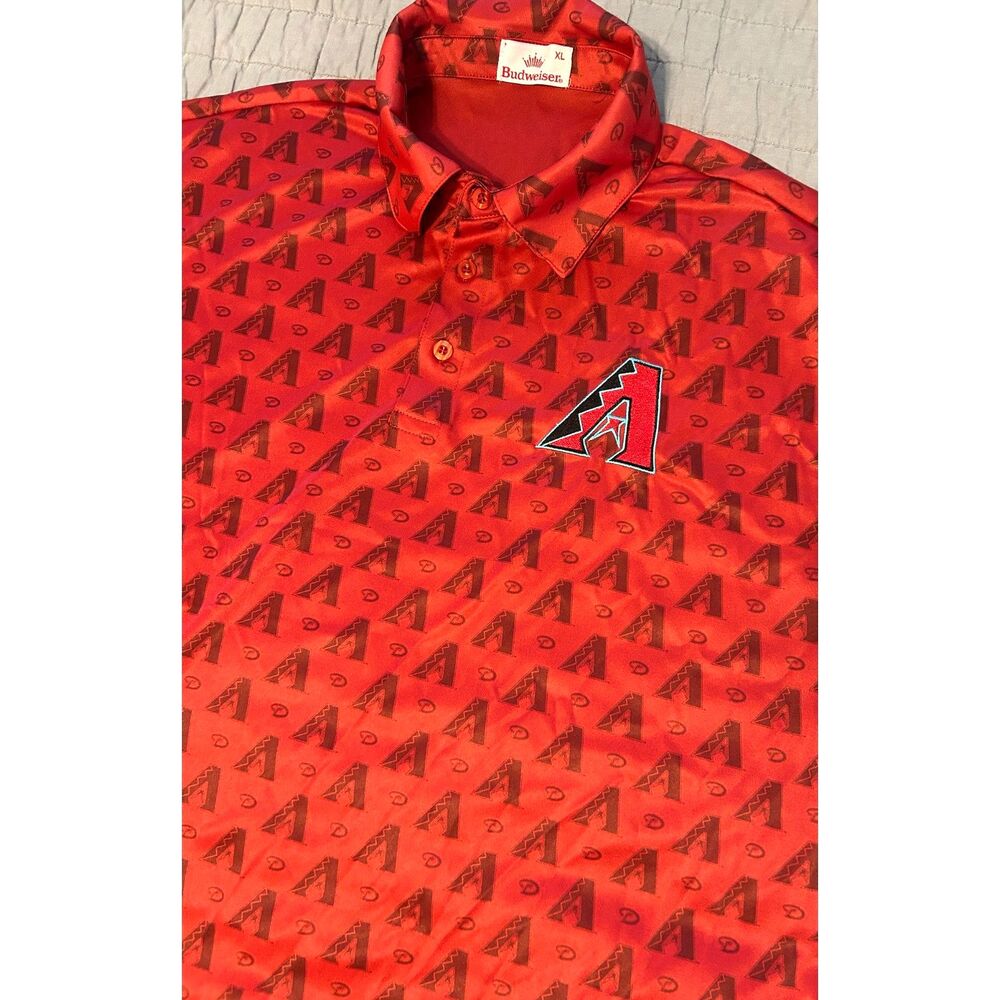 NEW! Budweiser Arizona Diamondbacks Polo Men's XL MLB Baseball Dbacks Print NWOT